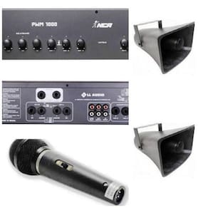 Corneta Fibrasom G086 4 Pçs + Amplificador Pwm1000+Microfone