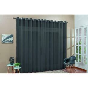 Cortina Para Sala Em Tecido Voal Liso Preto 5,00X2,80