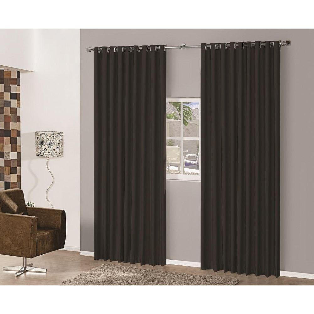 Cortina Sala Quarto Em Tecido Semi Blackout Preto 6,00X2,70