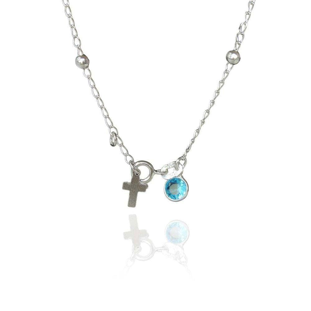 Pulseira De Bolinha Com Cruz E Zircônia Em Prata 925