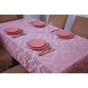 Toalha de Mesa Quadrada Jacquard 1,35x1,50 Rosa - 4 lugares