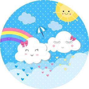 Painel Redondo 3D Sublimado Chuva De Amor Frd-1407