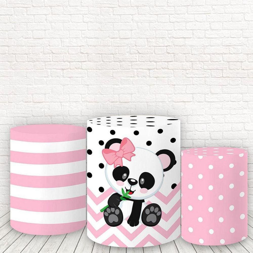 Trio De Capas Cilindros 3D Sublimado Panda Rosa Fcc-343