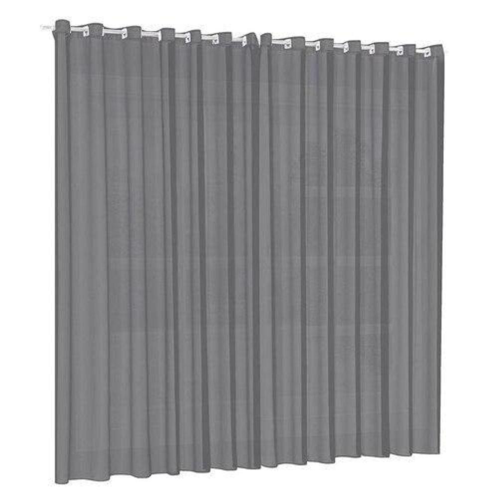Cortina Para Sala Quarto Voal Liso Cinza 6,00X2,80