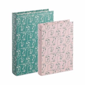 Kit 2 Livros Caixa Estampados Verde e Rosa - Mart