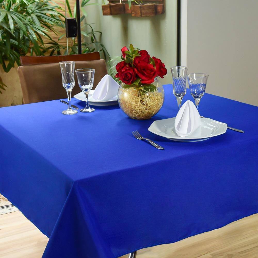 Toalha Mesa 12 Lugares Jantar Oxford Lisa 3,50M Azul Royal
