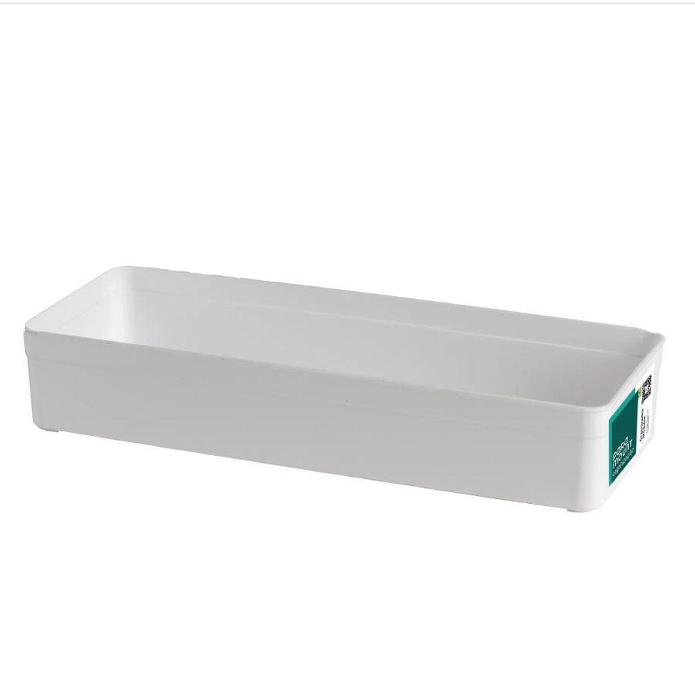 Organizador De Plástico Multiuso Branco 40X15X7,5Cm