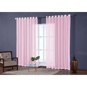 Cortina Para Sala Em Tecido Voal Liso Rose 4,00X2,80