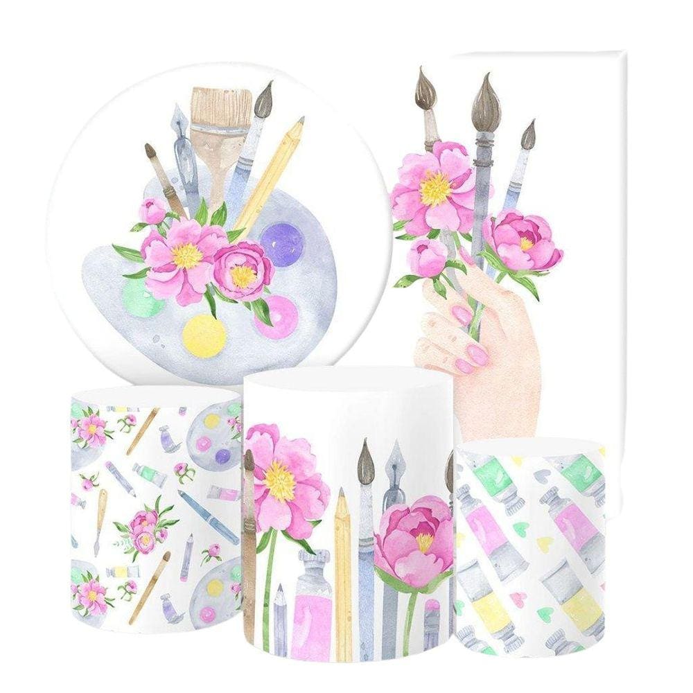 Kit 2 Painéis E Capas Tecido Sublimado Aquarela Fkpc-1148