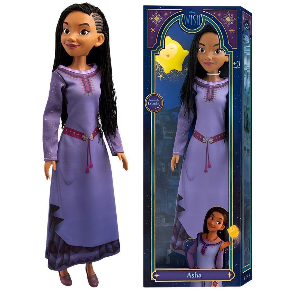 Boneca Princesa Asha E Acessório Articulada 55Cm Wish Disney