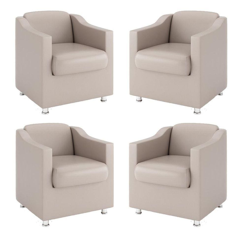 Kit 4 Poltronas Decorativas Consultorio Recepção Sala Espera
