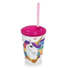 Copo Plástico 550Ml Com Tampa E Canudo 23X9Cm 25636 Arqplast