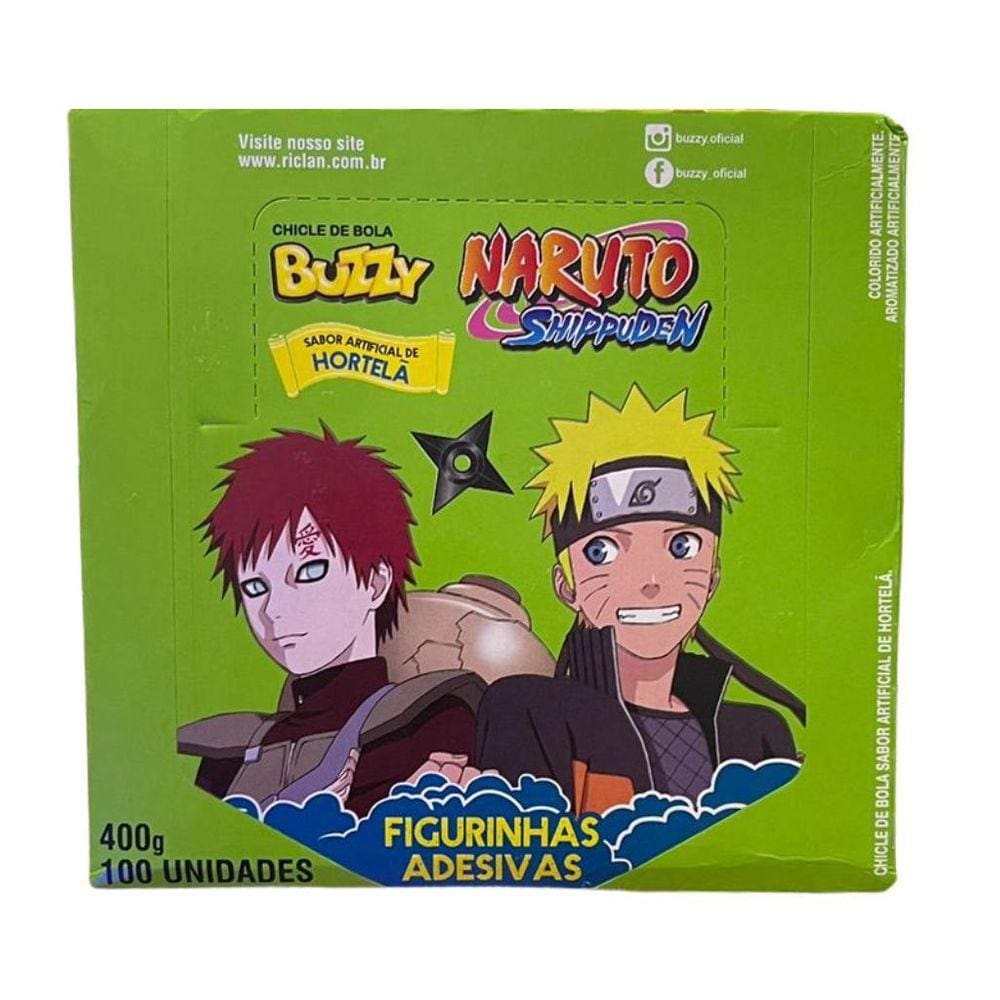 Caixa Chicle Buzzy Naruto Hortelã - 3 Caixas