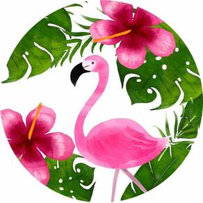 Painel Redondo 3D Sublimado Flamingo Frd-2286