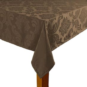 Toalha De Mesa Retangular Tecido Jacquard Marron 1,40X2,50
