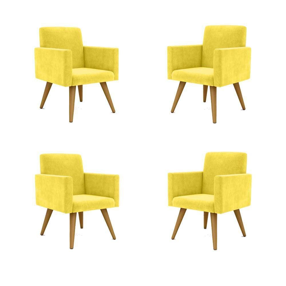 Kit 04 Poltronas Nina Decorativa Para Recepção Balaqui Decor