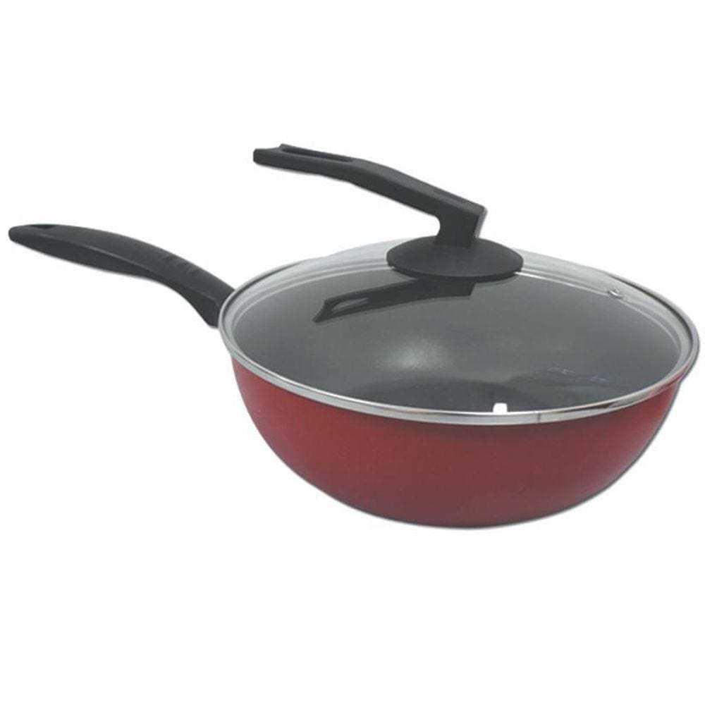 Wok Cabo E Tampa Vidro Joy Vermelha 0.145 Dona Chefa