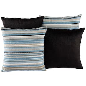 Kit 4 Almofadas Decorativas Para Sofá Preto Com Listrado