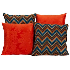 Kit 4 Almofadas Decorativas Para Sofá Vermelho Listrado