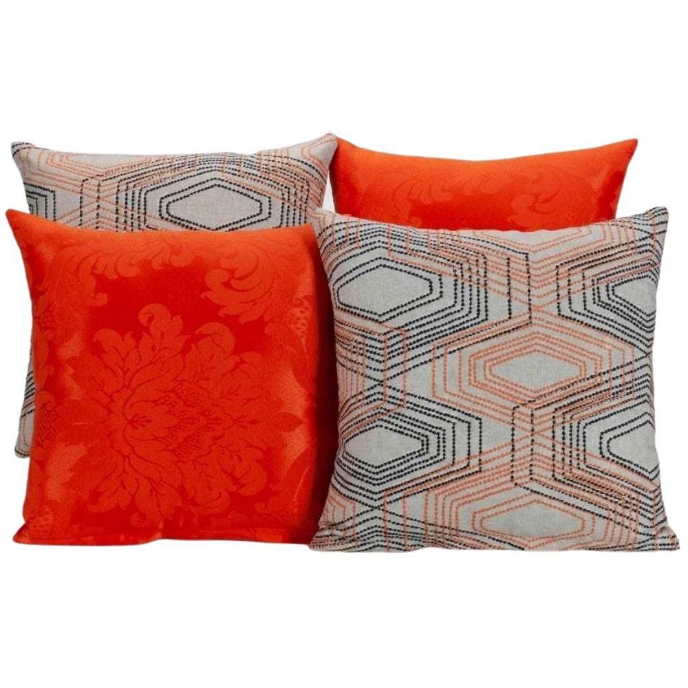 Kit 4 Capas De Almofada Para Sofá Estampa Laranja