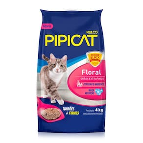 Areia Higiênica Pipicat Floral Perfumada para Gato com 4kg