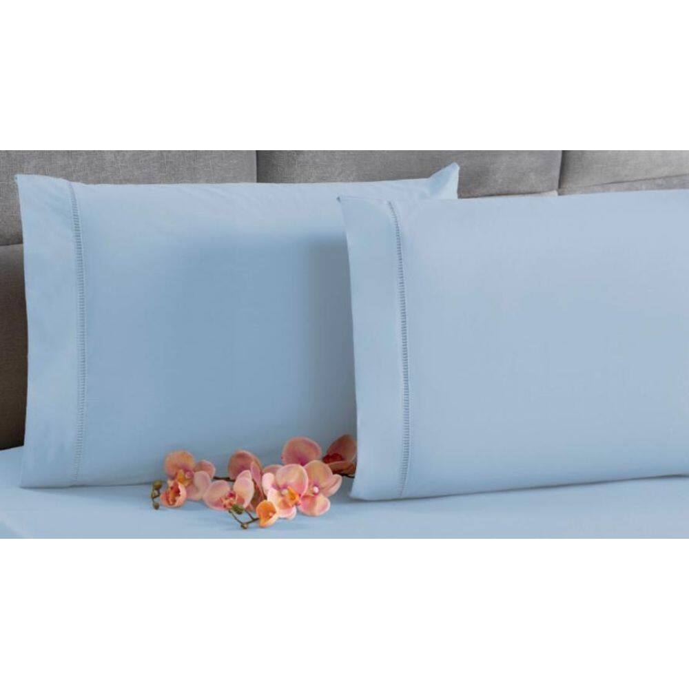 Kit 2 Fronha Avulsa Percal 200 Fios Ponto Palito Azul