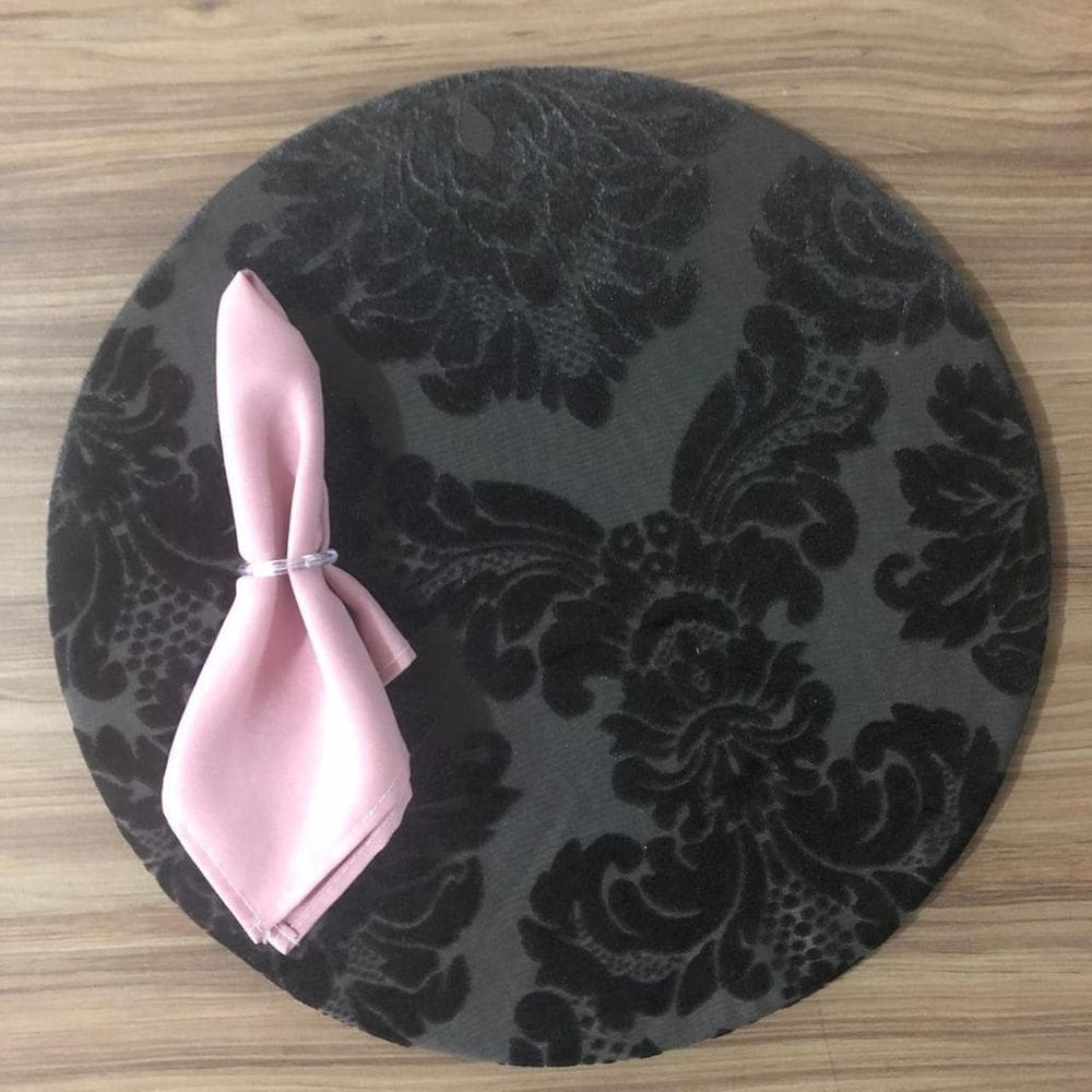 Jogo De Sousplat De Tecido 6 Lugares Completos Rosa