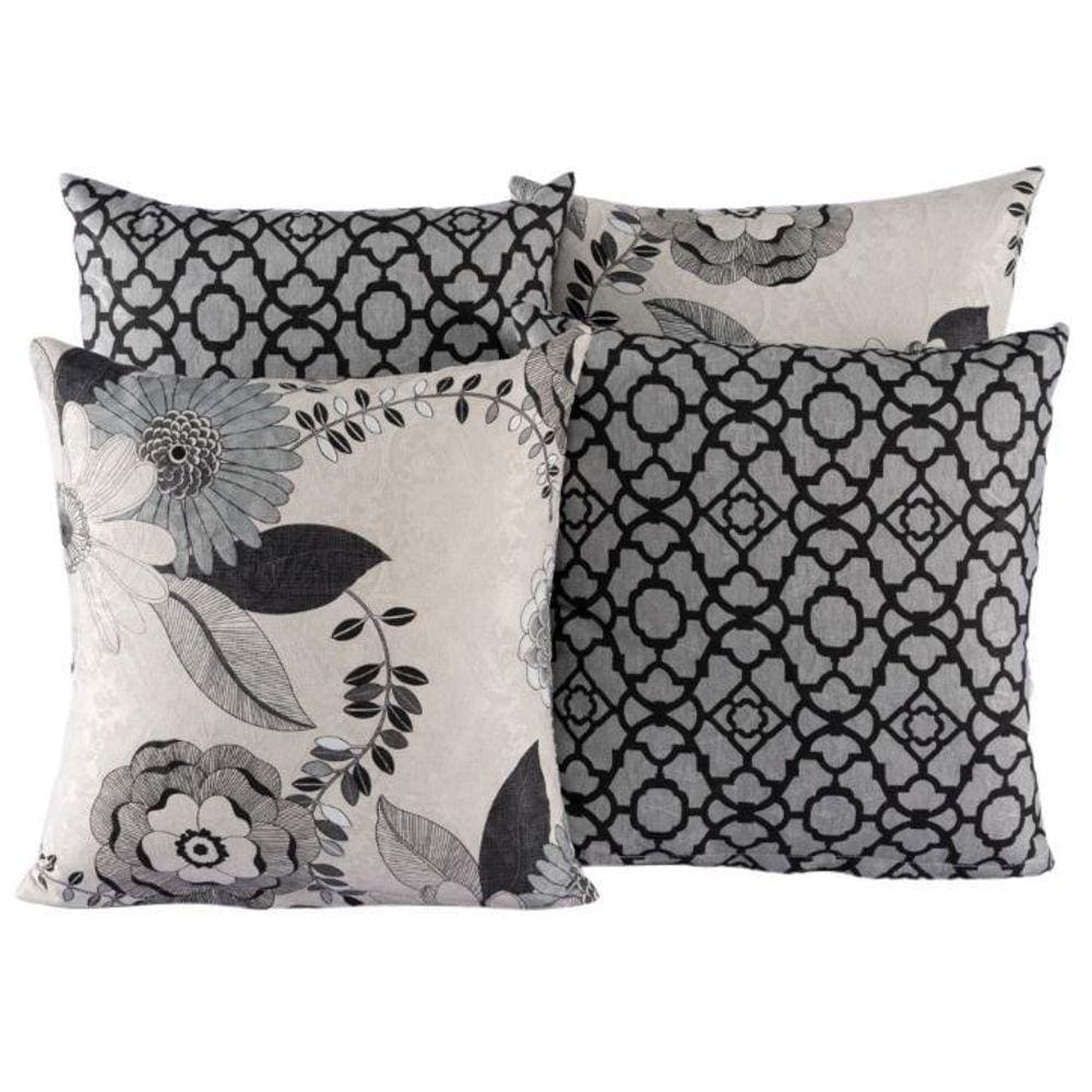 Kit 4 Almofadas Jacquard Decorativas 40X40 Cinza - 003