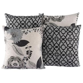 Kit 4 Almofadas Jacquard Decorativas 40X40 Cinza - 003