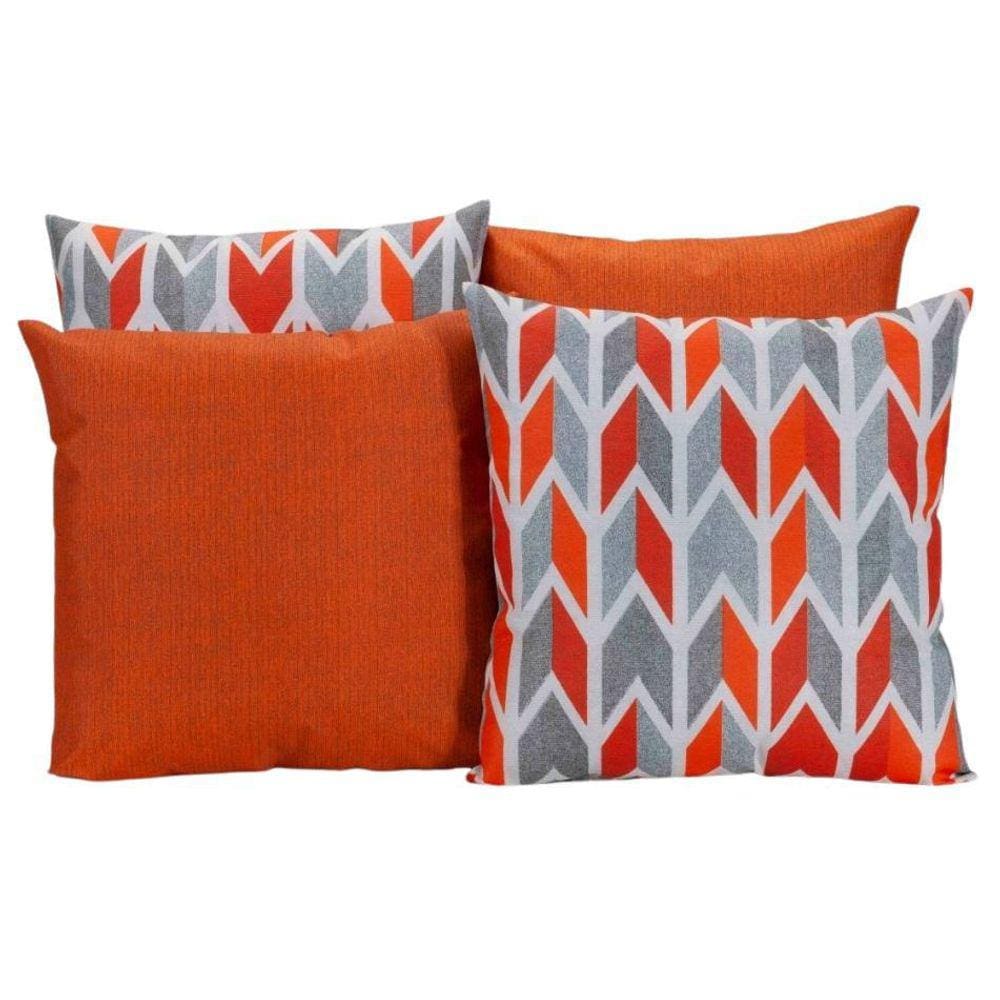 Kit 4 Capas De Almofada Para Sofá Geométrico Laranja E Cinza