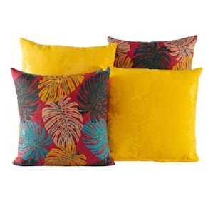 Kit 4 Almofadas Jacquard Decorativas 40X40 Amarelo - 005