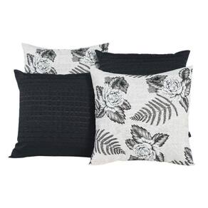Kit 4 Almofadas Para Sofá Estampa Flores Preto E Branco