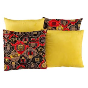 Kit 4 Almofadas Jacquard Decorativas 40X40 Amarelo - 006