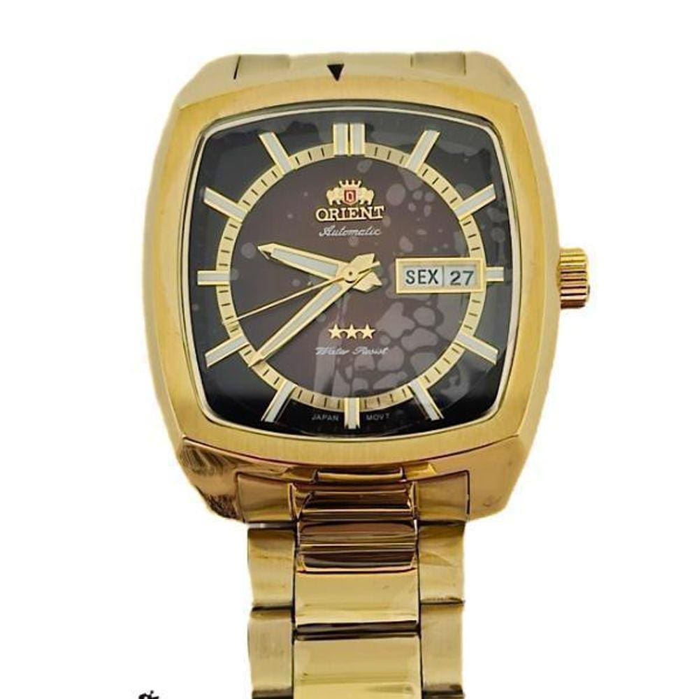 Relógio Orient Automático Aço Inox + IP Gold 40mm Verde 147g