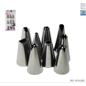 Kit Bico Confeiteiro Decorador De Bolo Em Inox 9 Pçs