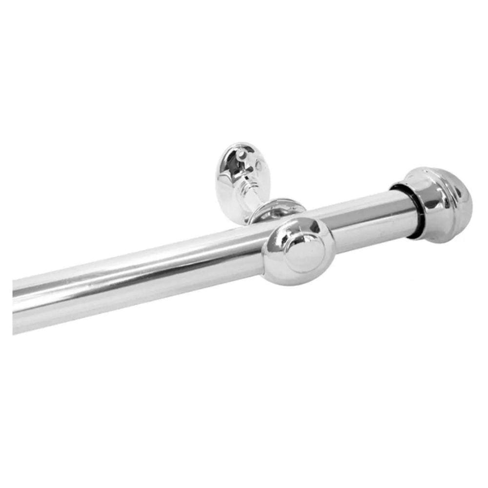 Kit Varão Cromado Simples 2,20 Metros 19Mm Alumínio Polido