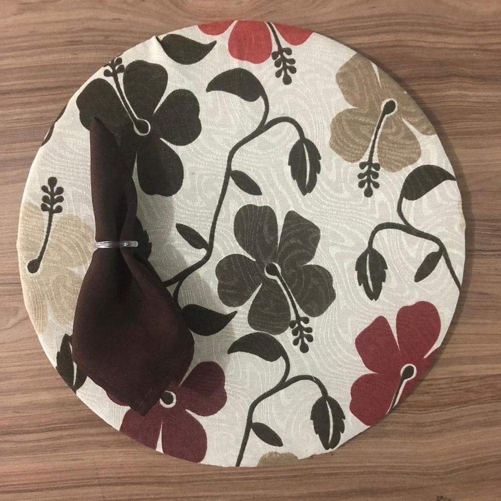 Jogo De Sousplat De Tecido 6 Lugares Completos Marrom