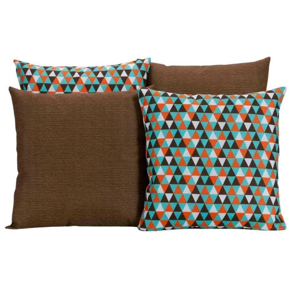 Kit 4 Almofadas Para Sofá Marrom Com Geométrico Colorido