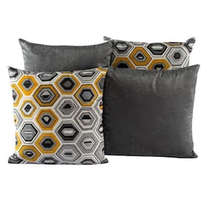 Kit 4 Almofadas Jacquard Decorativas 40X40 Cinza - 008