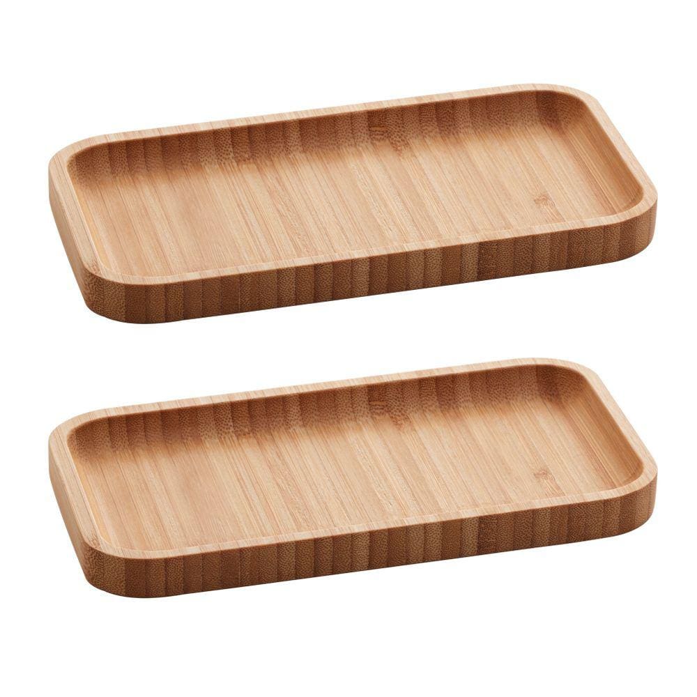 Kit 2 Bandejas de Bambu Hire Petisqueira Retangular Pequena 20x10cm Lyor