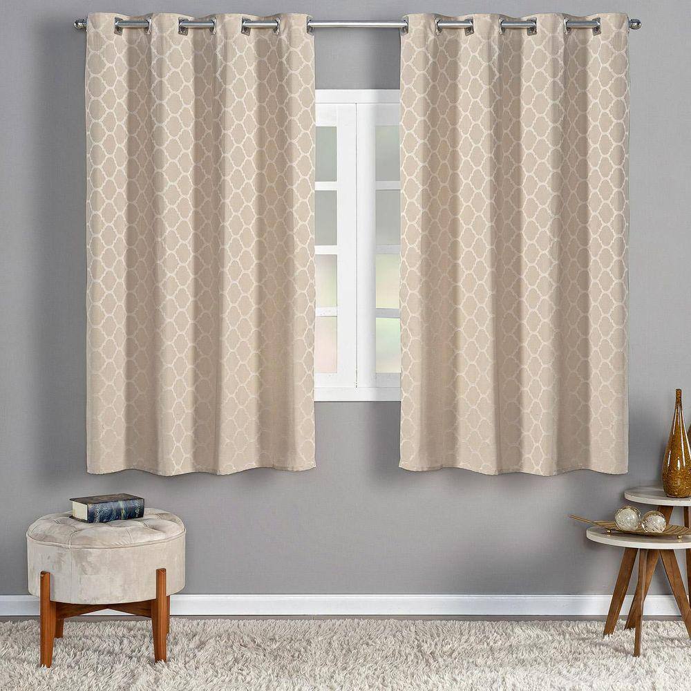 Cortina Dallas 4,00M X 2,50M Jacquard Corta Luz Sala Bege