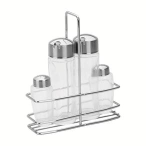 Galheteiro Porta Temperos 4Pc Em Vidro E Aço Inox Tramontina