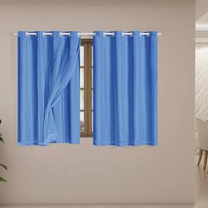 Cortina Blackout Pvc Com Tecido Voil 2,80 M X 1,80 M Azul