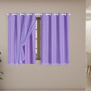 Cortina Blackout Pvc Com Tecido Voil 2,80 M X 1,60 M Lilás