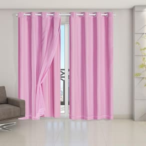 Cortina Blackout Pvc Com Tecido Voil 2,80 M X 2,30 M - Rosa