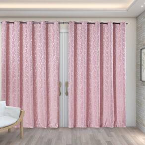 Cortina Jacquard 4,00M X 2,70M Decoração Sala Quarto Rosa