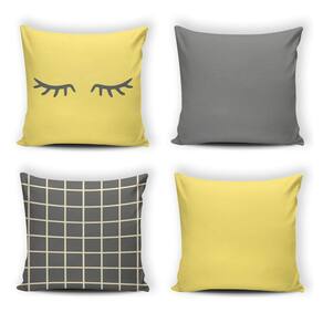 Kit 4 Capas De Almofada Modern Print 42 Cm X 42 Cm - 062