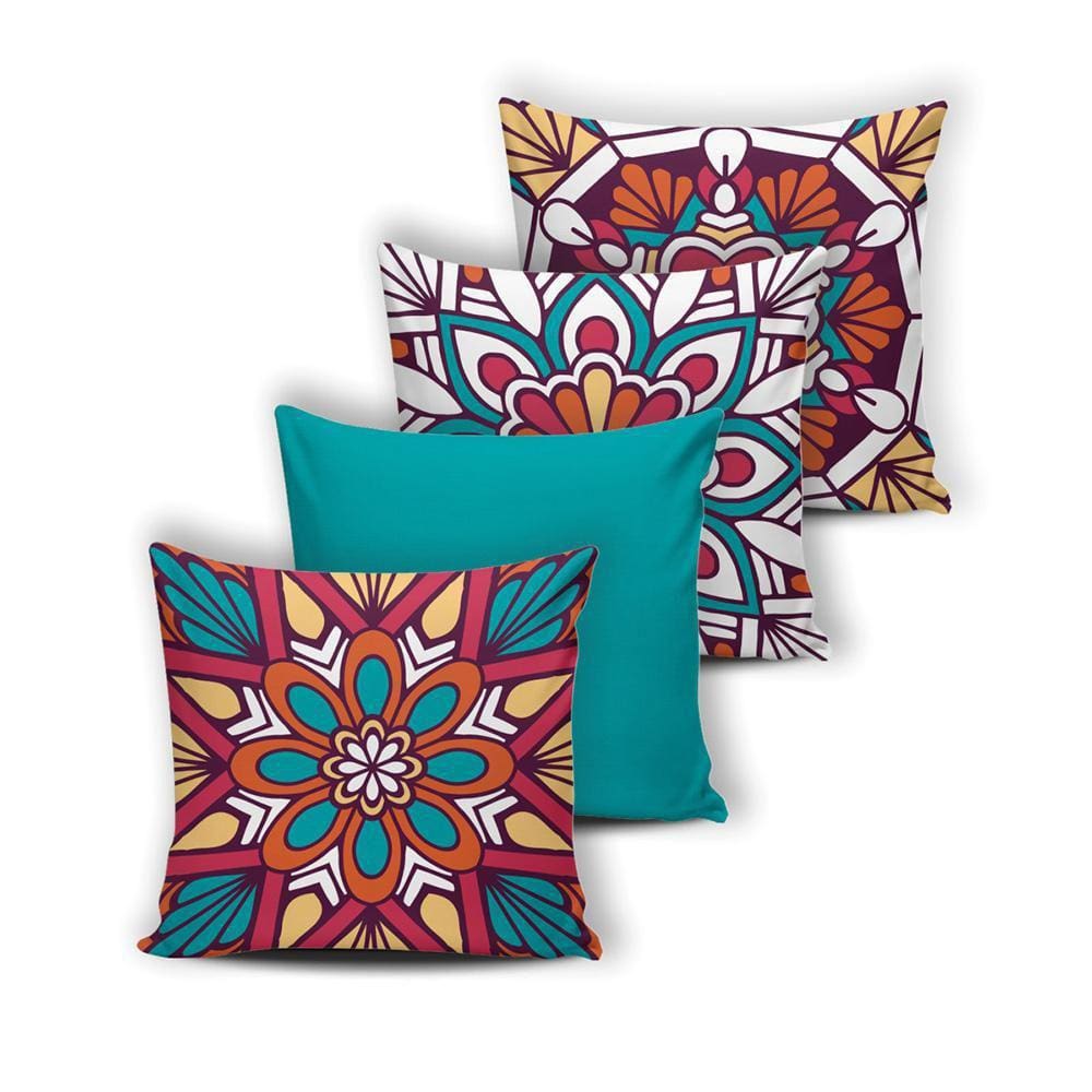 Kit 4 Capas De Almofada Modern Print 42 Cm X 42 Cm - 030