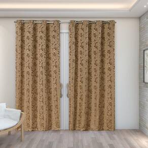 Cortina Jacquard 2,70M X 2,30M Decoração Sala Quarto Avelã