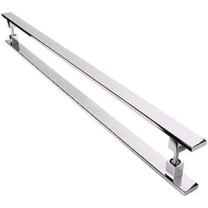 Puxador Inox Duplo Para Porta - Barra Chata Cromado - 100 Cm